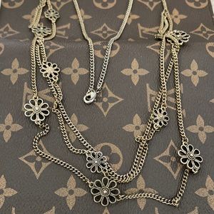 3 for $5 - Long multi layered Floral metal necklace